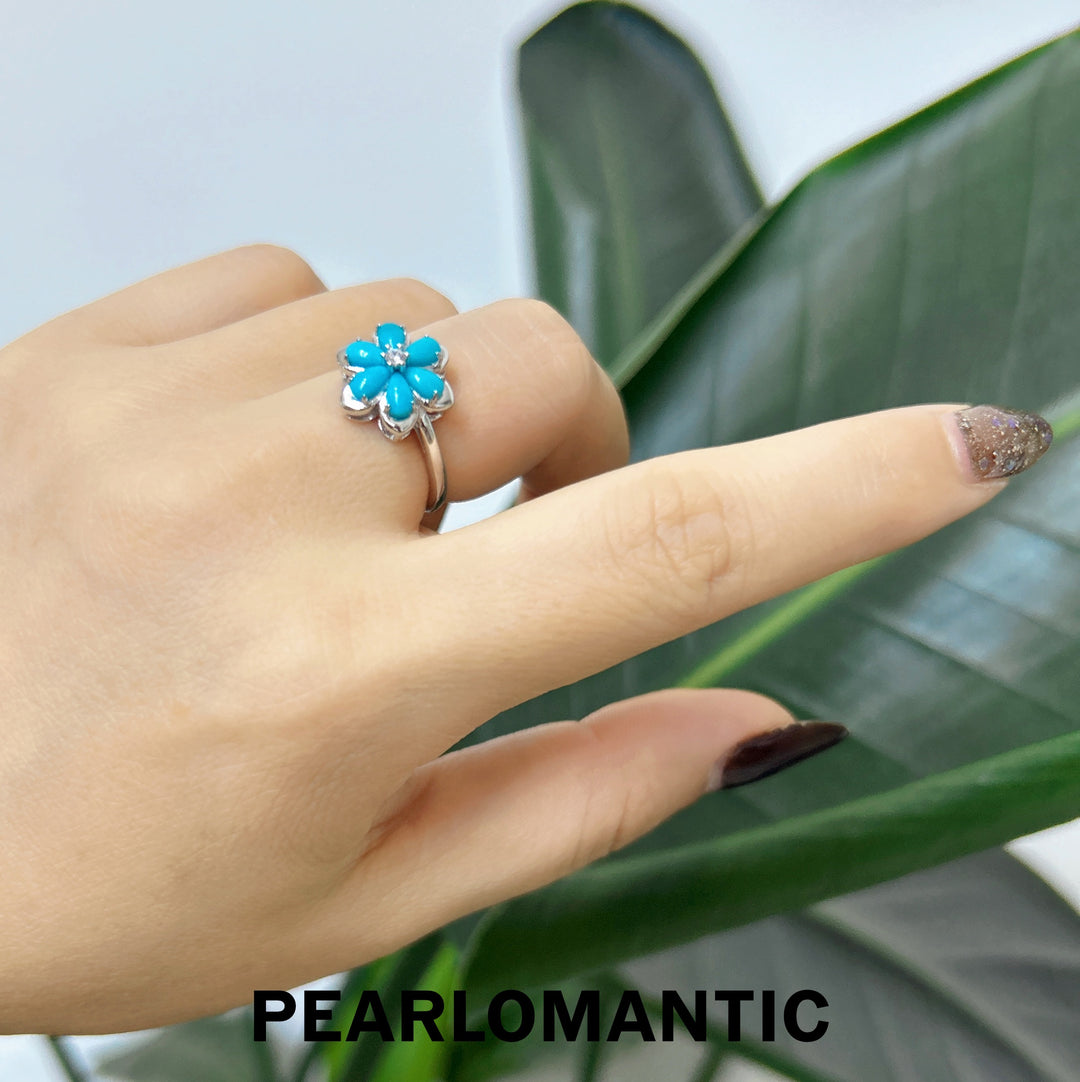 [Designer's Choice] Turquoise Azure Bloom Adjustable S925 Ring