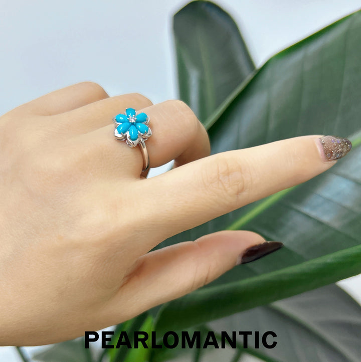 [Designer's Choice] Turquoise Azure Bloom Adjustable S925 Ring