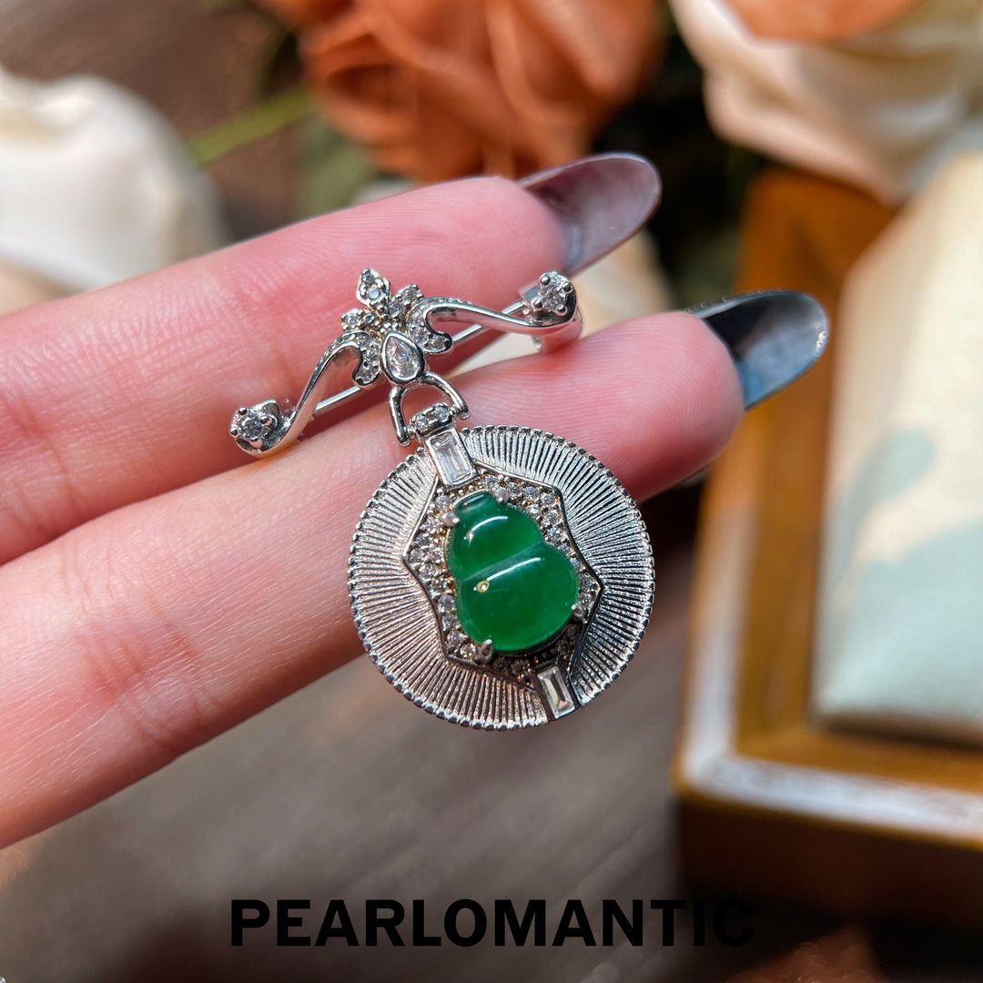 [Designer's Choice] Jade & S925 Silver Green Hulu Radiance Chalcedony Brooches
