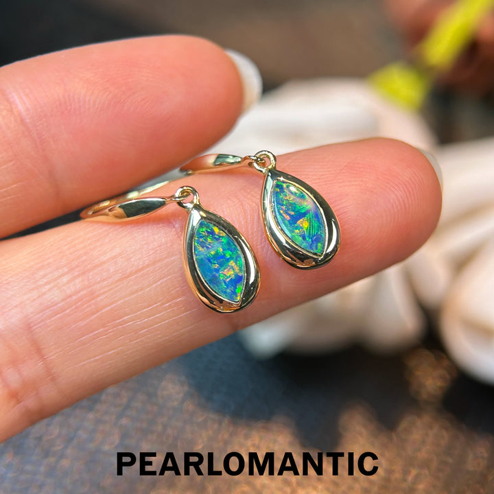 [Fine Jewelry] 14k Gold Australian Opal Pearl Shape Deep Sea Echo Earrings