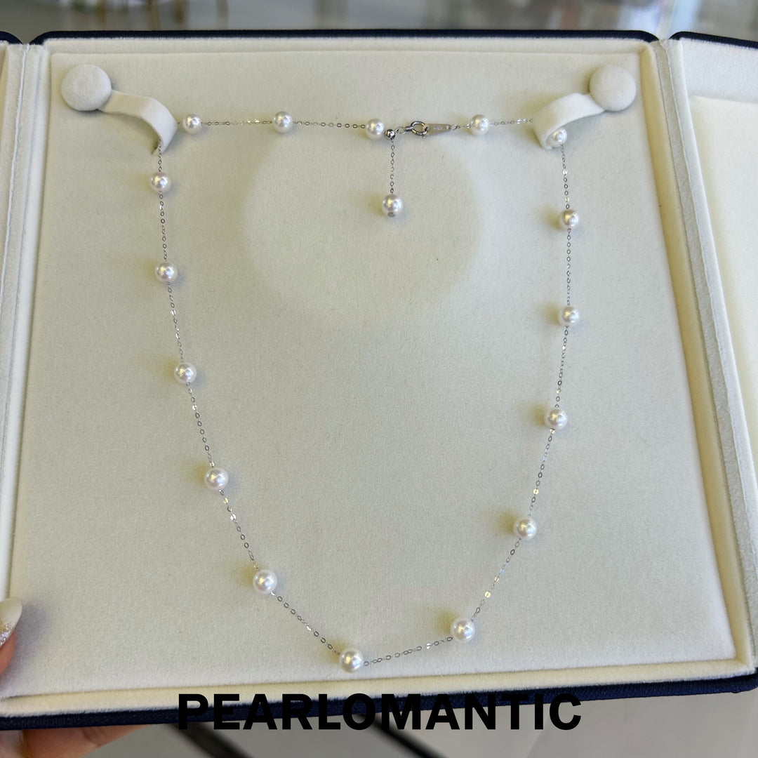 [Fine Jewelry] Starlit Dots – Minimal Pearl Station Necklace w/ PT900