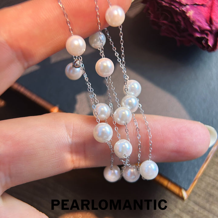 [Fine Jewelry] Starlit Dots – Minimal Pearl Station Necklace w/ PT900
