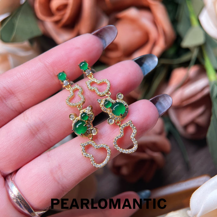 [Designer's Choice] S925 Silver w/ Gold Plated & Jade Chalcedony Sparkle Drop Earrings