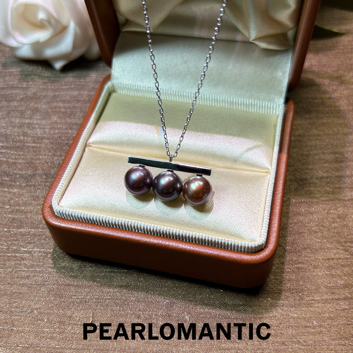 [Spring Sale] Balance Beam Unique 8mm Trio Natural Color Pearl Necklace