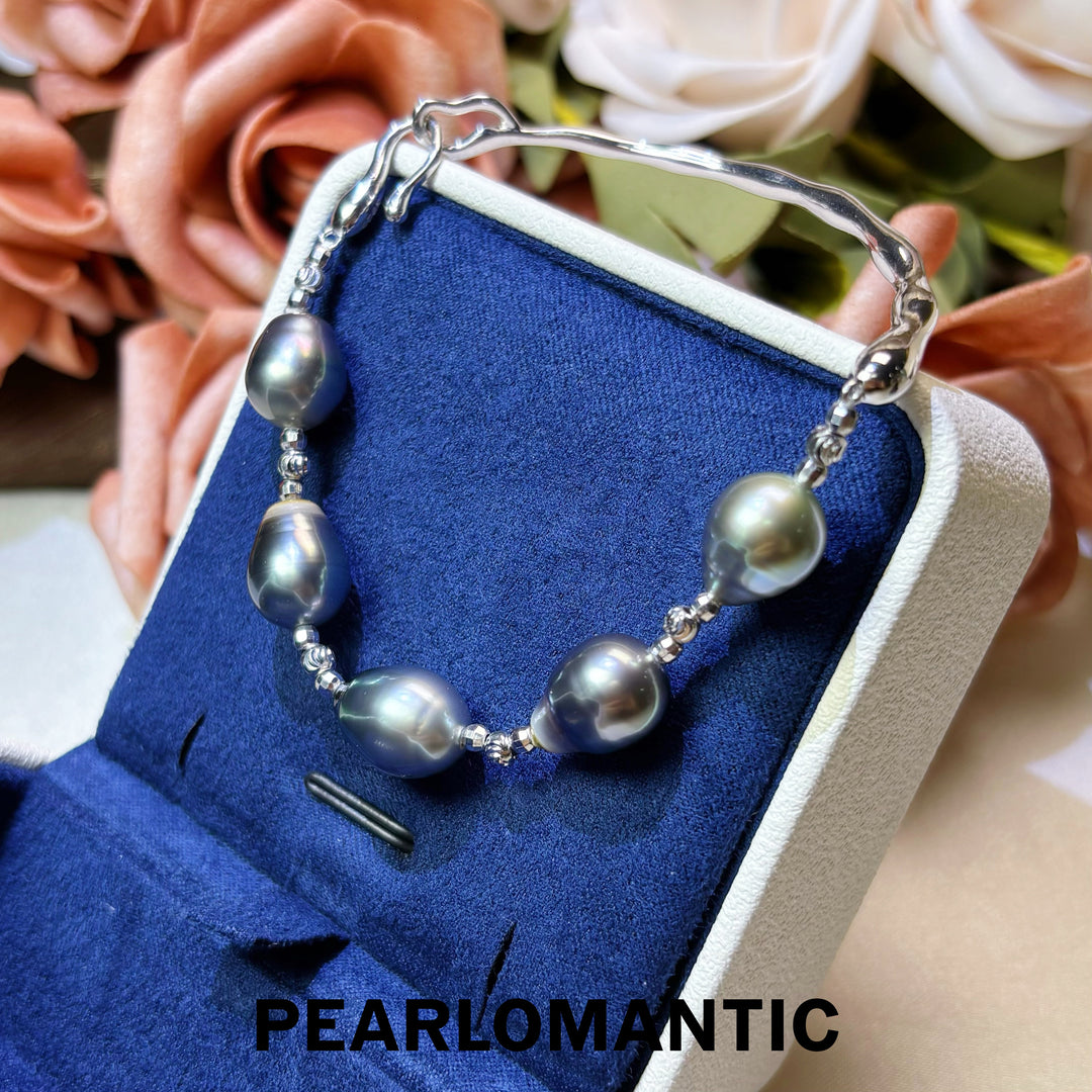 [Designer’s Choice] Tahitian Baroque Pearl 9–10mm S925 Silver Open Cuff Bracelet