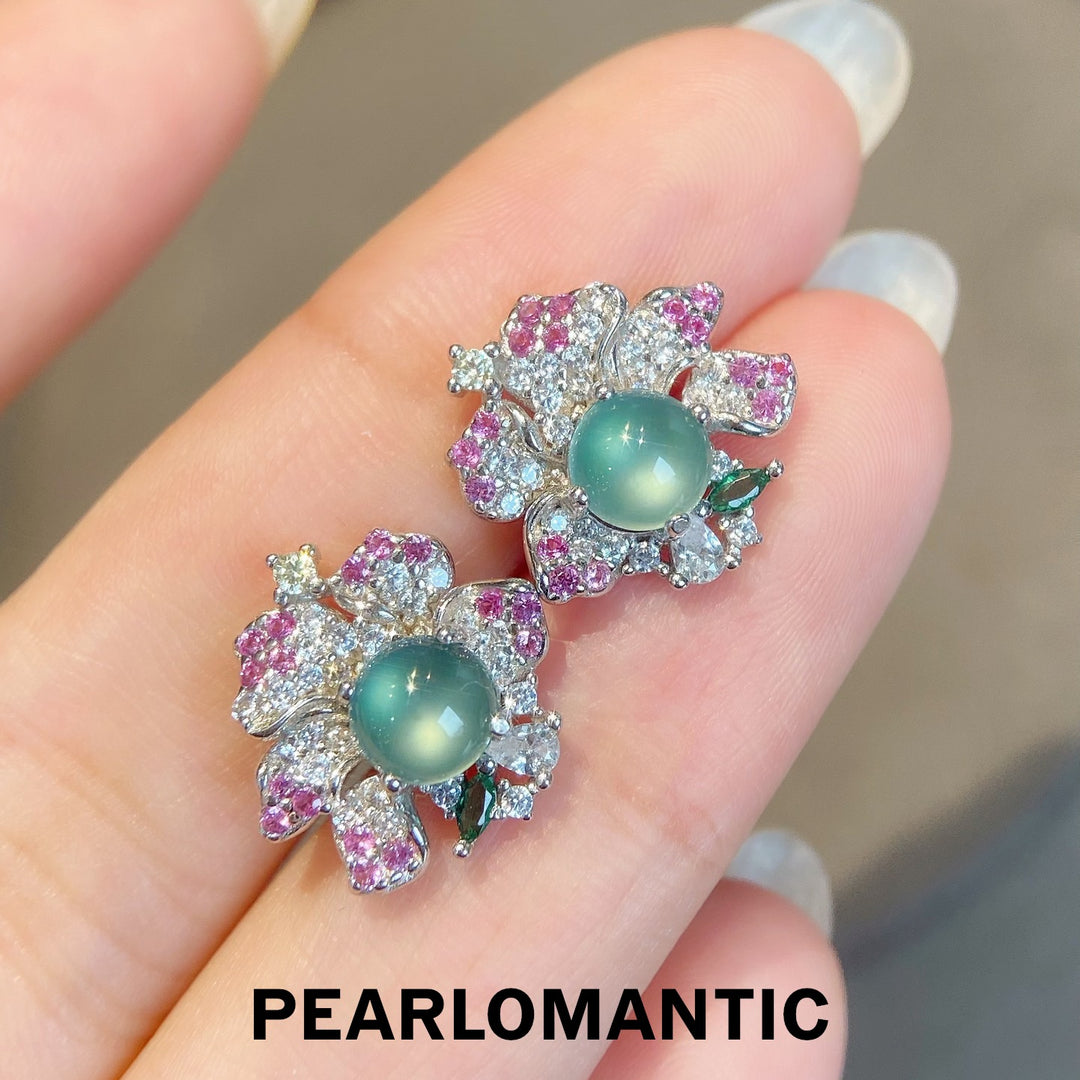 [Designer's Choice] Frozen Bloom Jade Petal Earrings w/ S925 Silver Custom Accessories