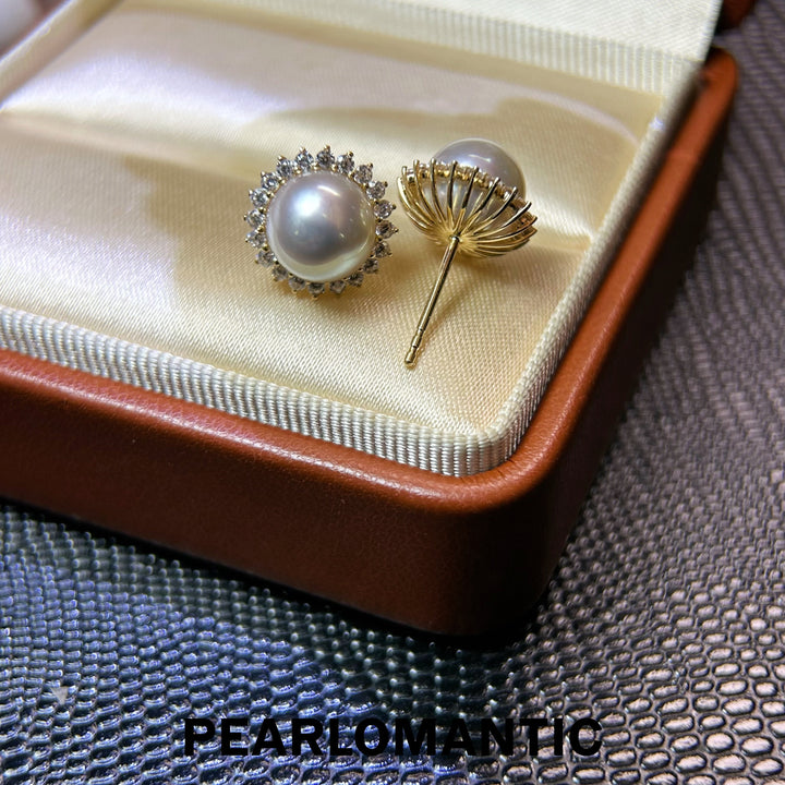 [Fine Jewelry] 8-9mm Akoya Madama Color Pearl Sunflower Earrings