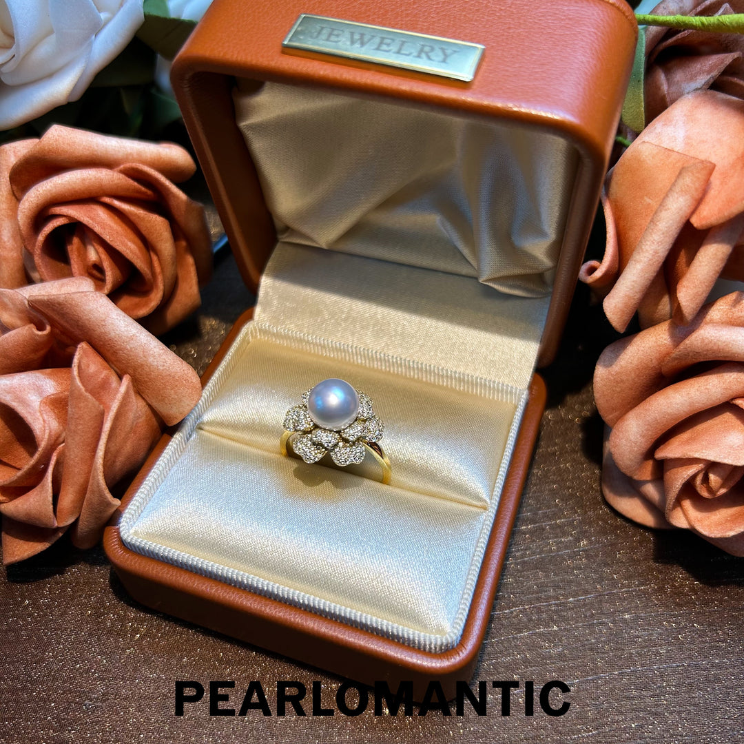 [Designer's Choice] Australian White Pearl Moonlight Bloom Adjustable Silver Ring