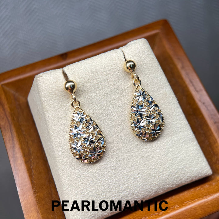 [618 Sale] Italy Made Two-Tone Flower Water Drop Earrings w/ S925 Silver