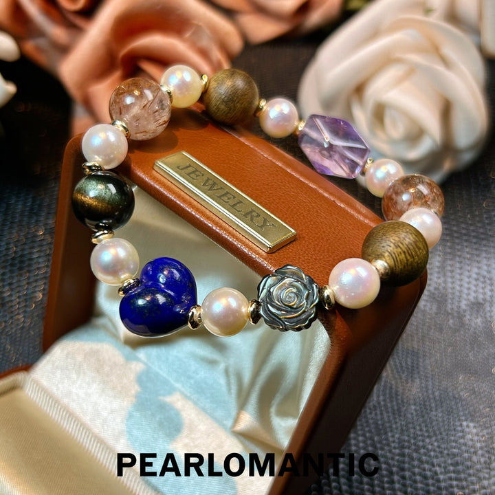 [Designer's Choice] Akoya Pearl & MOP & Crystals & Blue Heart Bracelets