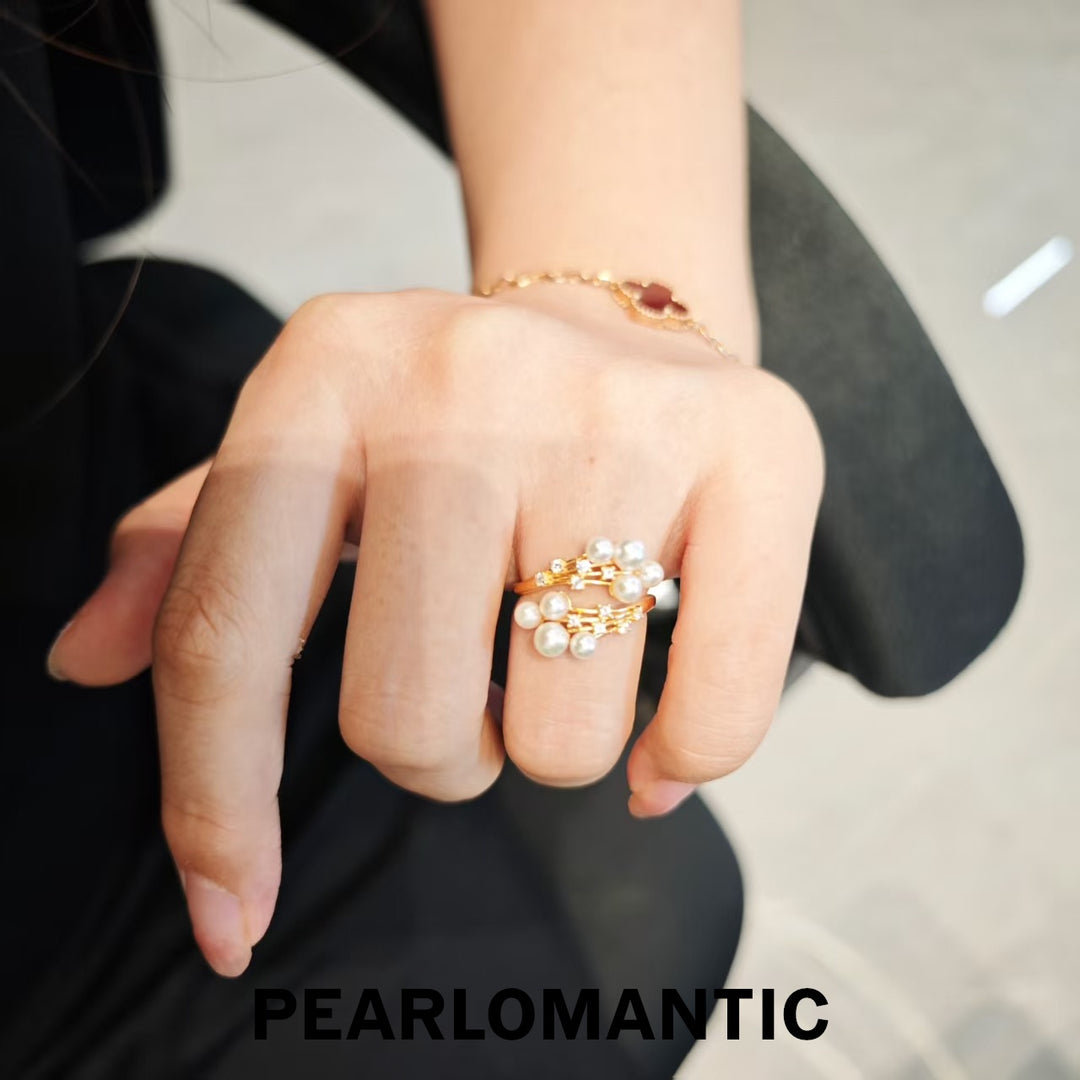 [Designer's Choice] Akoya Pearl Graceful Bouquet S925 Silver Adjustable Ring
