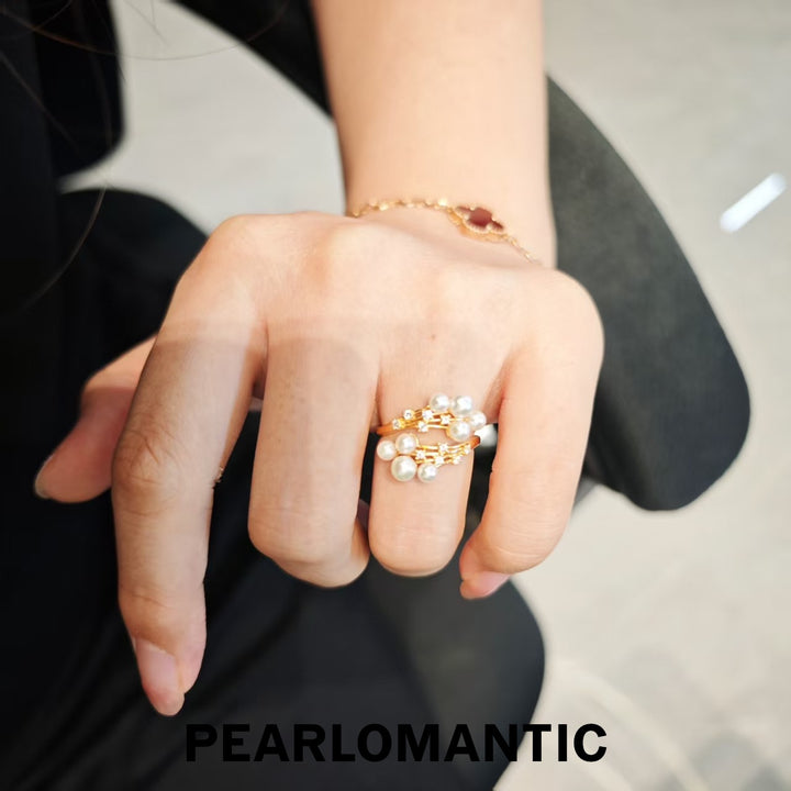 [Designer's Choice] Akoya Pearl Graceful Bouquet S925 Silver Adjustable Ring