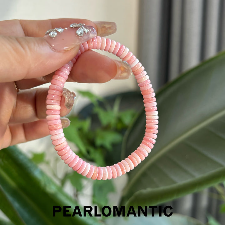 [Designer’s Choice] Blush Serenity 8mm Pink Conch Shell Disc Beaded Bracelet