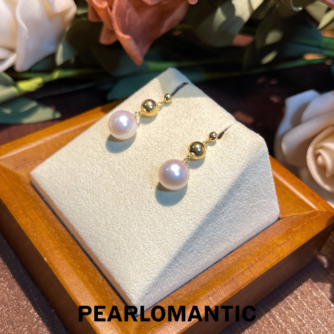 [Fine Jewelry] 18k Gold & Akoya Pearl 8-8.5mm Earring Studs w/ Certificate