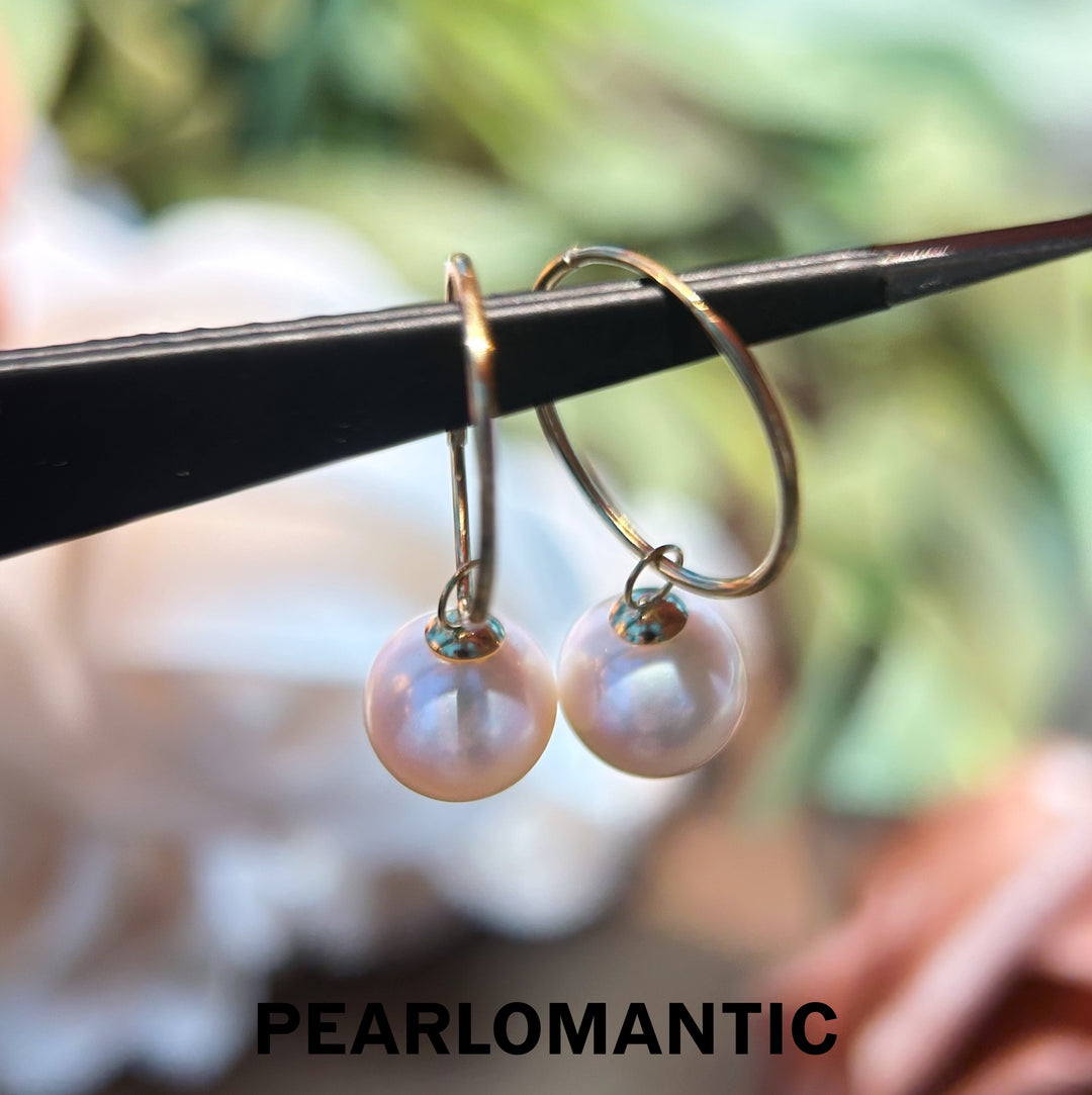 [Fine Jewelry] 18k Gold & Freshwater Pearl 9mm Hoop Earrings Dual Style