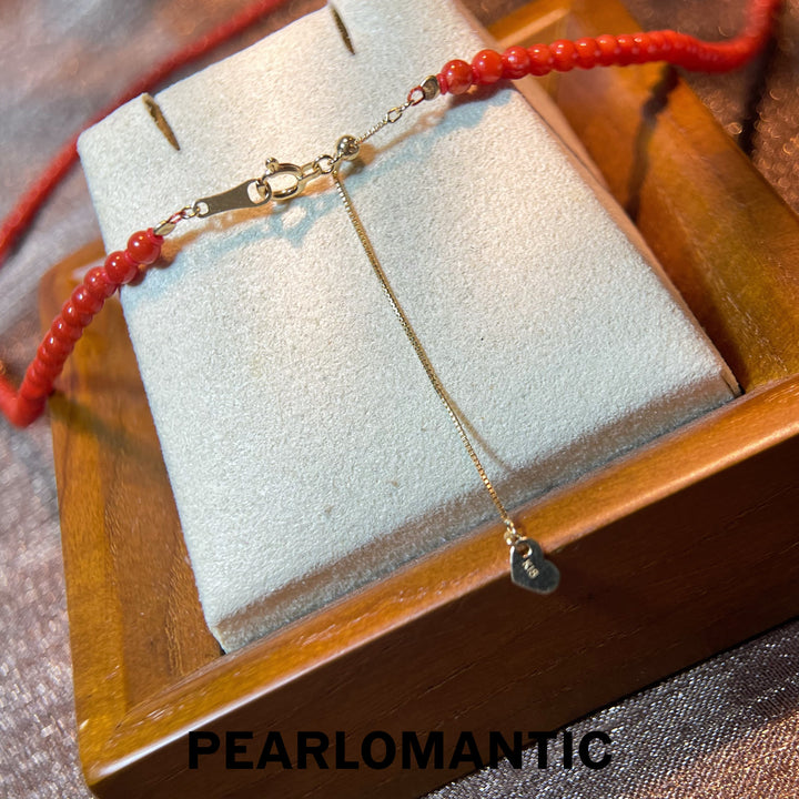 [Fine Jewelry] 7-7.5mm Akoya Top Level + Japan Coral 3.1-3.2mm Necklace 18k Tail Chain Adjustable