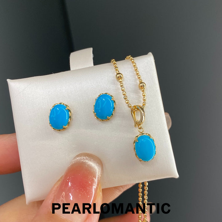 [Group-Buying] 18k Gold Turquoise Classic Earring Studs, Pendants or Jewelry Set All-purpose Clasp