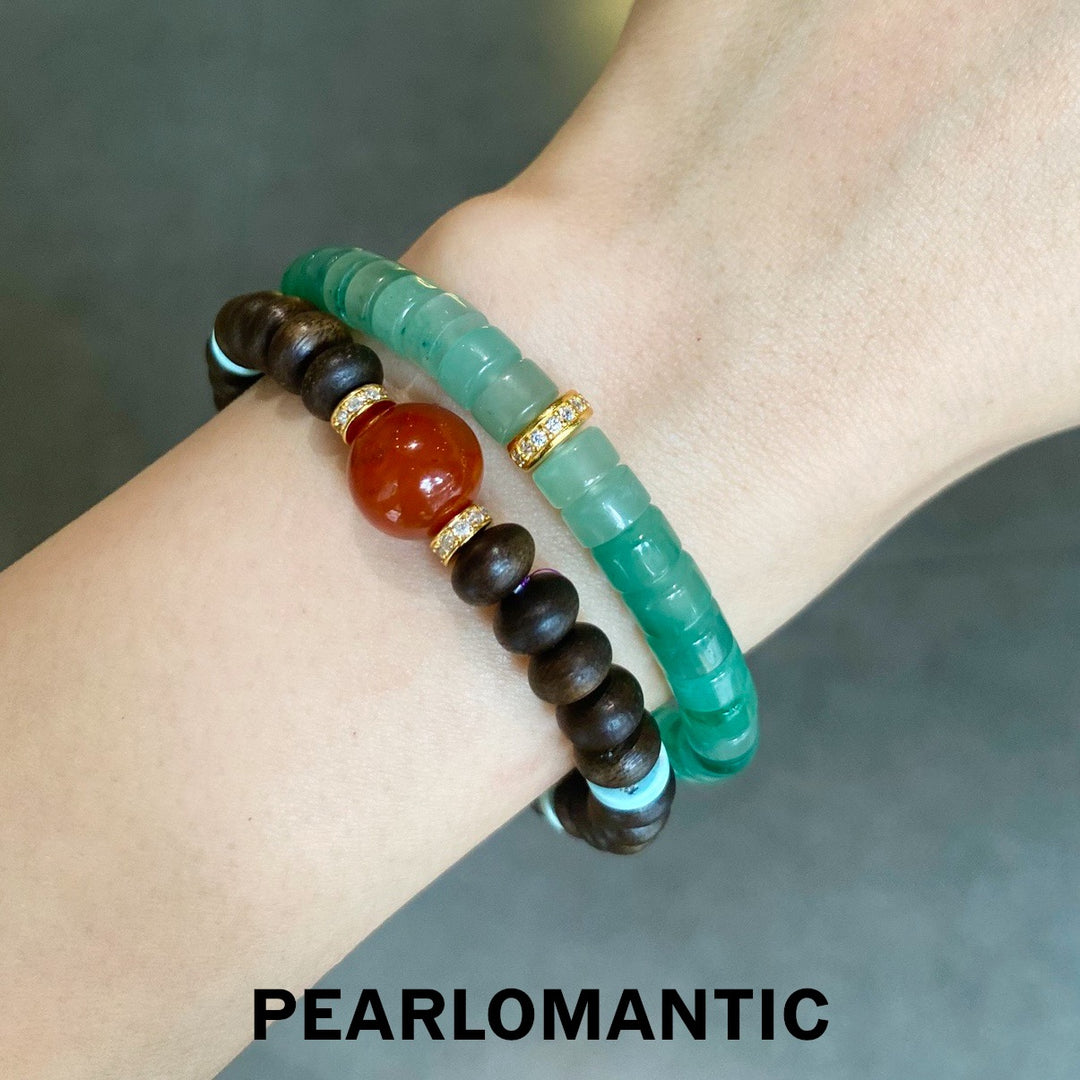 [设计师臻选] 大地沉静发光沉香绿松石手工手链