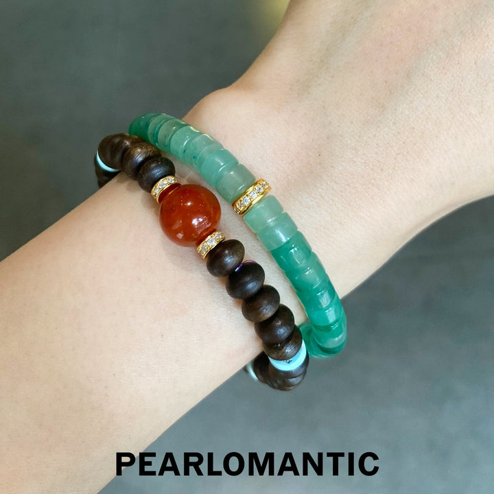 [设计师臻选] 大地沉静发光沉香绿松石手工手链