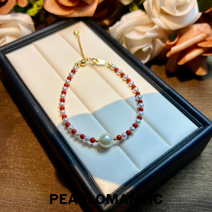 [Designer's Choice] Freshwater & Akoya Pearl & Red Coral Necklaces & Bracelets SET