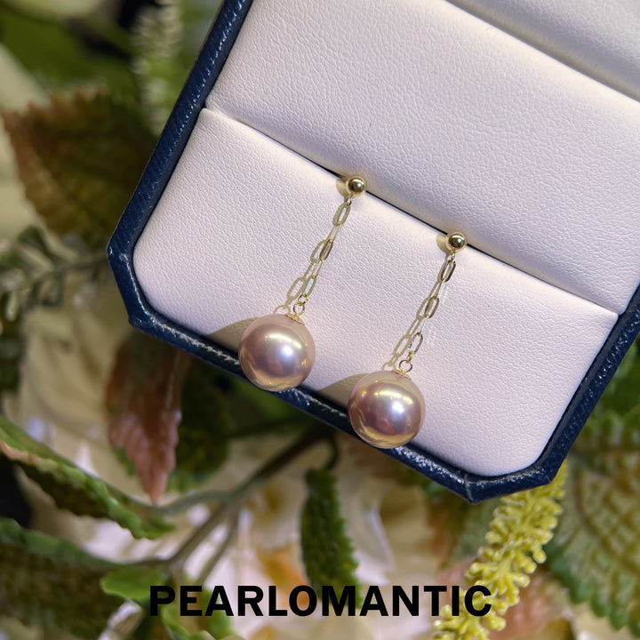 [Fine Jewelry] Rose Mirror 18K Gold Metallic Freshwater Pearl Chain Drop Earrings