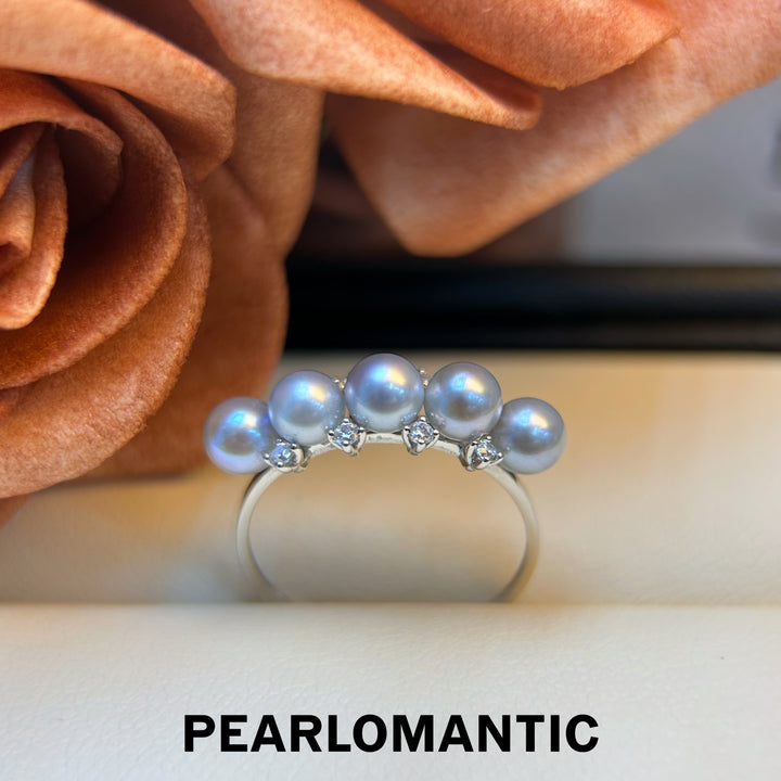 [Fine Jewelry] 18k White Gold & Akoya 4-4.5mm Pearl Balance Design Ring