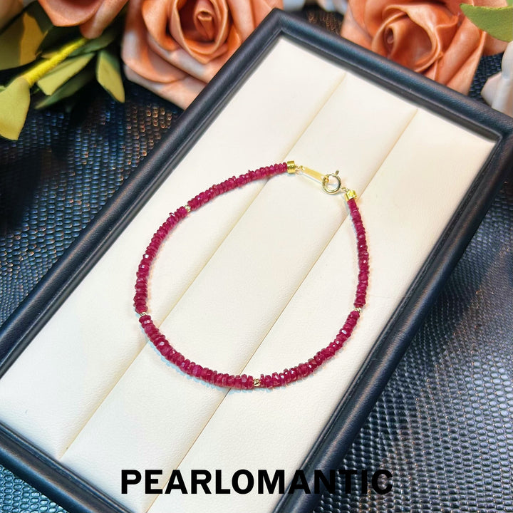 [Fine Jewelry] 18k Gold &amp; Ruby Crushed Garnet Adjustable Bracelets