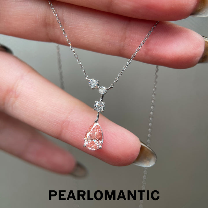 [Joyería Fina] Colgante Ajustable en Cascada Rosa de Diamantes Creados en Laboratorio con PT950