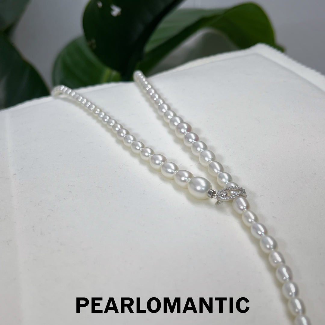 [Designer's Choice] Freshwater Pearl 4-9mm Gradient Design Necklace w/ S925 Silver