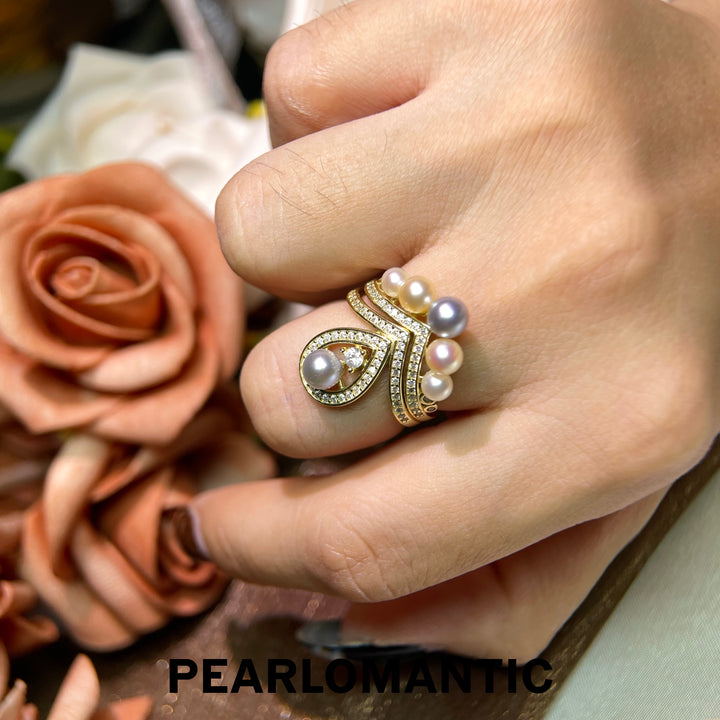 [Designer’s Choice] Candy Cascade 2.5–5mm 5A Akoya Pearl Adjustable Two-Way Statement Ring