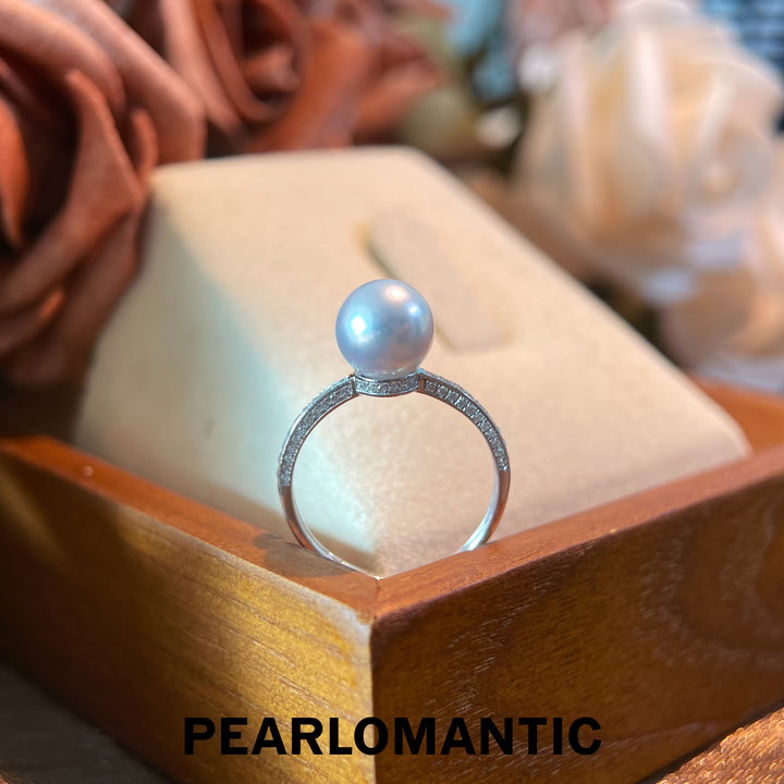 [Fine Jewelry] Akoya Pearl 8-8.5mm Blue Silver Color Classic Deisgn Rings All Sizes Available