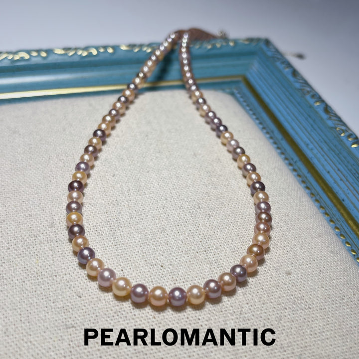 [Designer's Choice] Freshwater Pearl 4-5mm Candy Color Necklace w/ 18k Gold