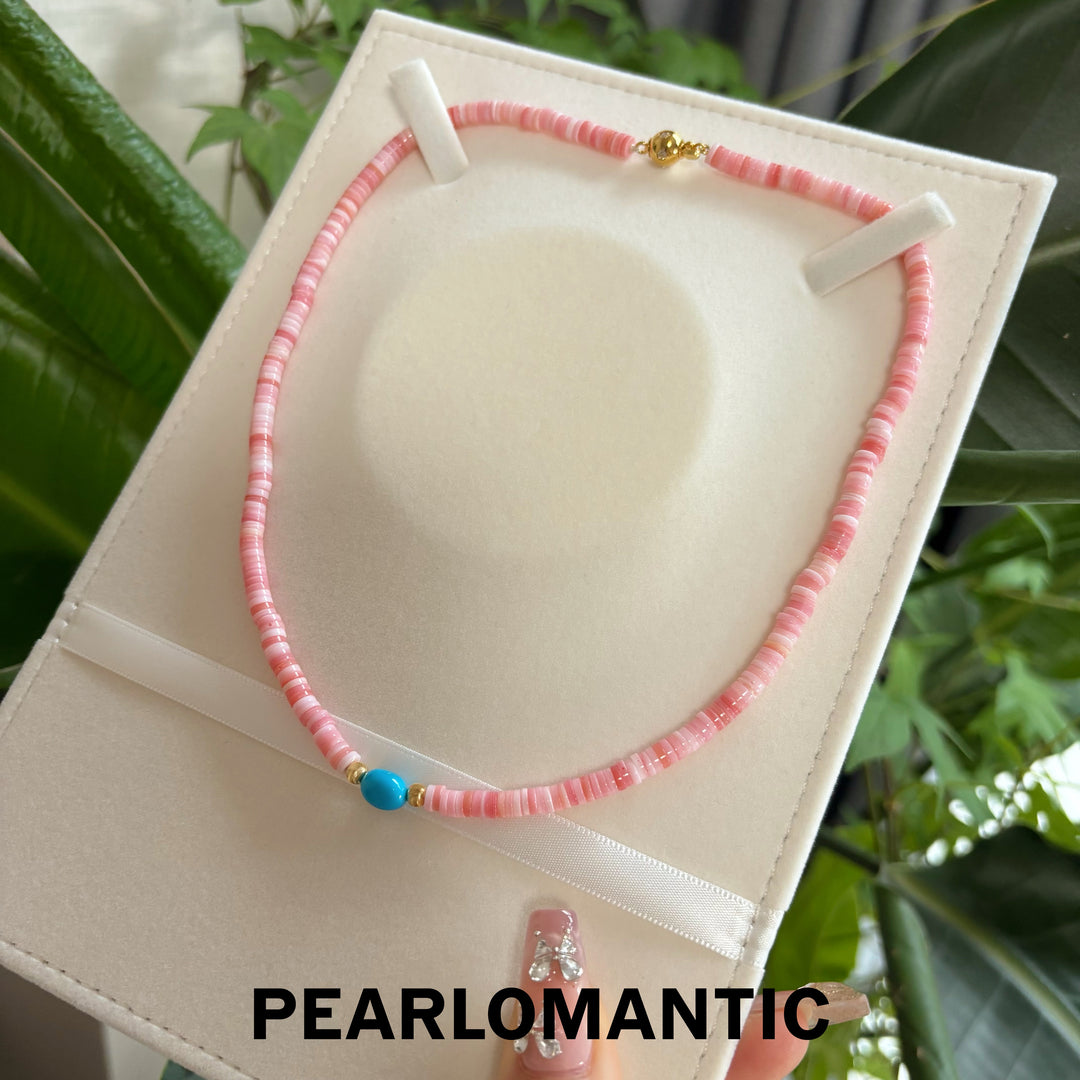 [Designer’s Choice] Blush Harmony Conch Shell &amp; Sleeping Beauty Turquoise Bracelet