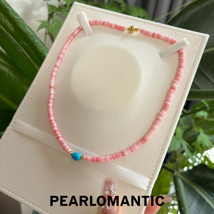[Designer’s Choice] Blush Harmony Conch Shell &amp; Sleeping Beauty Turquoise Bracelet