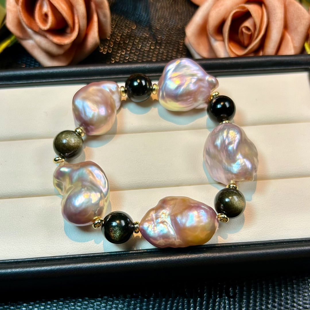 [Elección del diseñador] Pulseras con Perlas Barrocas de Agua Dulce "Galaxia Líquida"