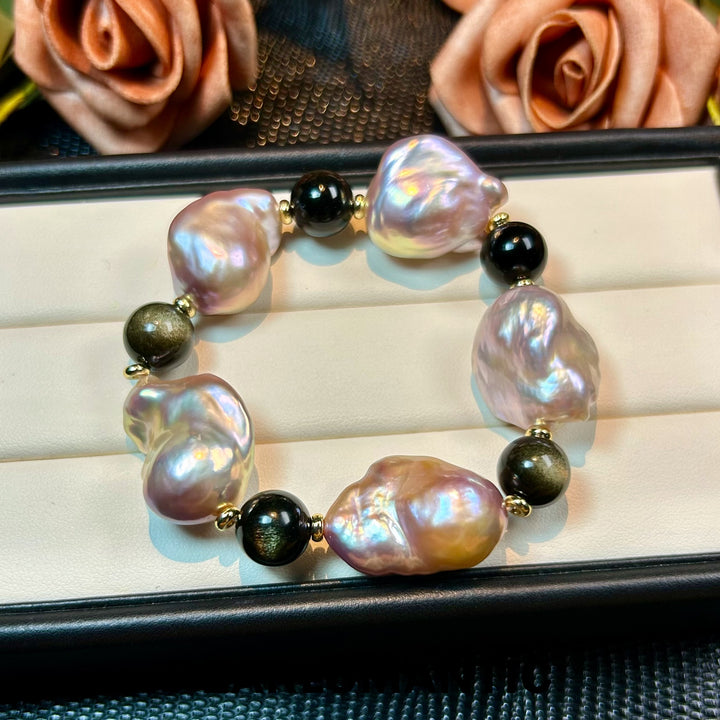 [Elección del diseñador] Pulseras con Perlas Barrocas de Agua Dulce "Galaxia Líquida"