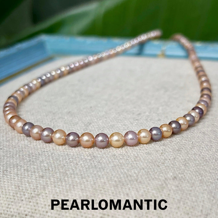 [Designer's Choice] Freshwater Pearl 4-5mm Candy Color Necklace w/ 18k Gold