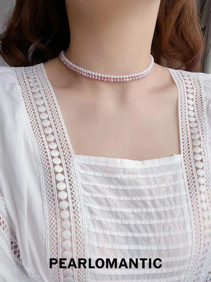 [Designer's Choice] Freshwater Pearl 4-5mm Candy Color Necklace w/ 18k Gold