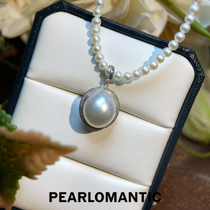 [Fine Jewelry] 18k Gold & Diamond & Australian White Pearl Oval Shape All-purpose clasp Pendants