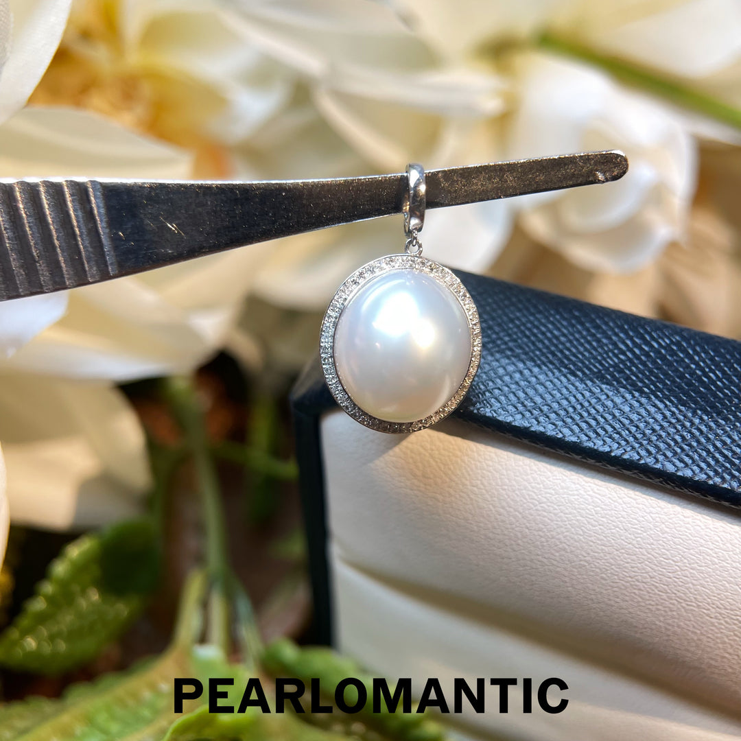 [Fine Jewelry] 18k Gold & Diamond & Australian White Pearl Oval Shape All-purpose clasp Pendants