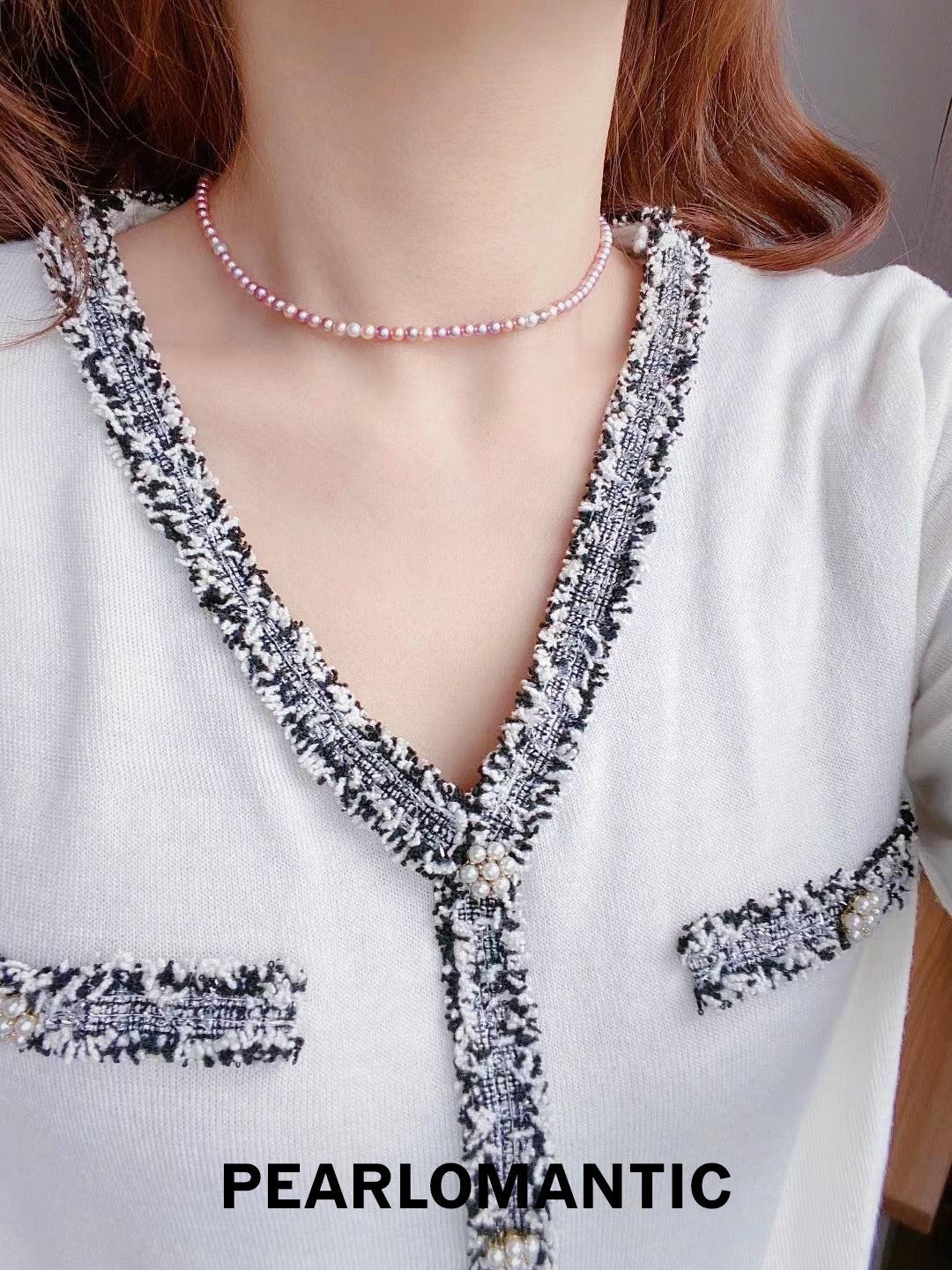 [Designer's Choice] Freshwater Pearl 4-5mm Candy Color Necklace w/ 18k Gold