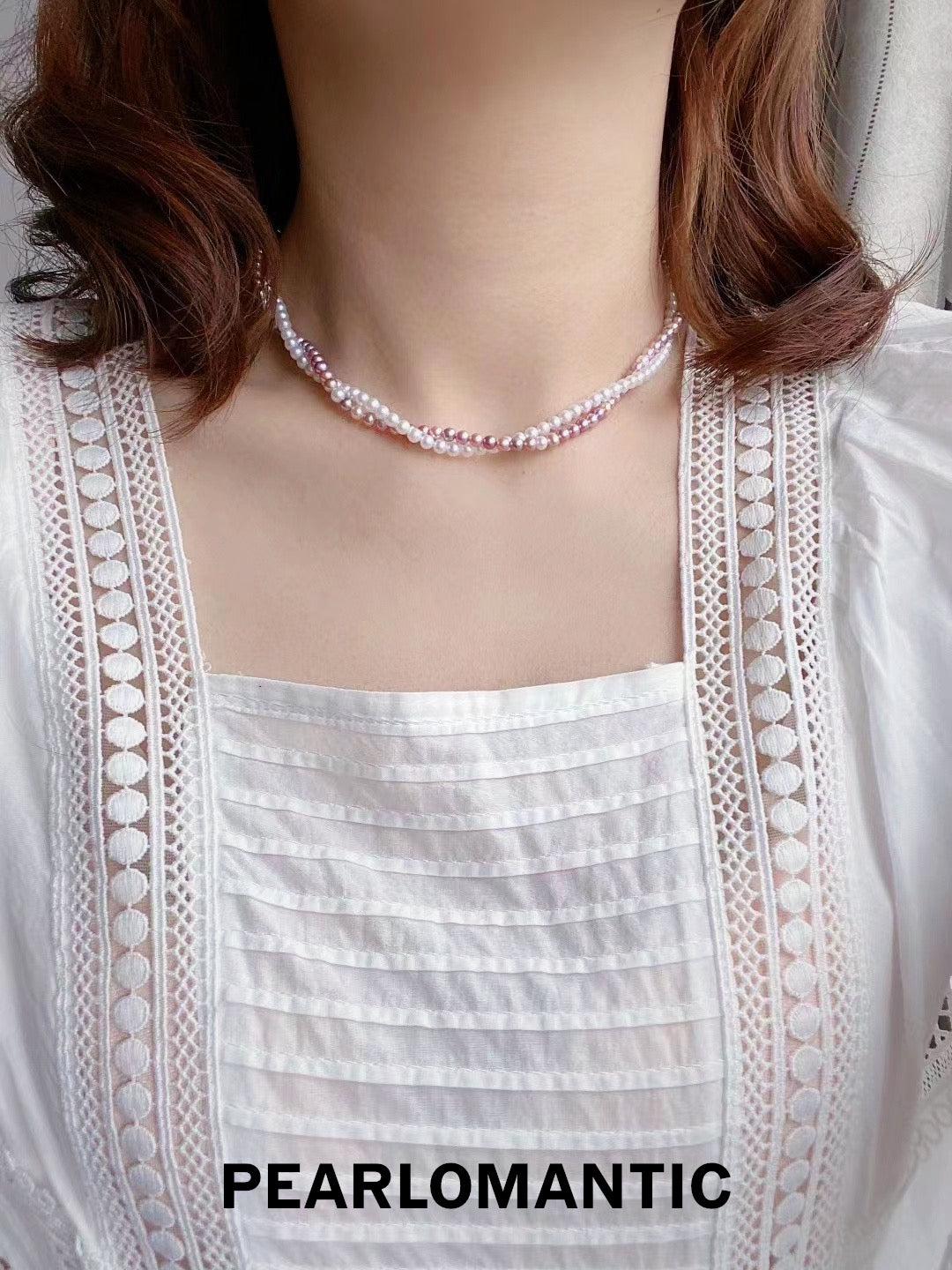 [Designer's Choice] Freshwater Pearl 4-5mm Candy Color Necklace w/ 18k Gold