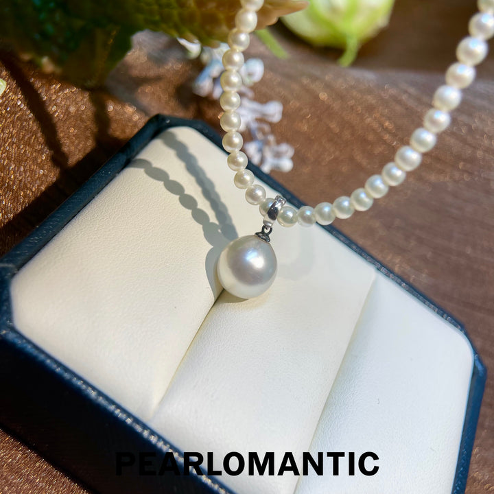 [Fine Jewelry] 18k Gold & Australian White Pearl Classic Oval Shape Pendants w/ S925 Chain