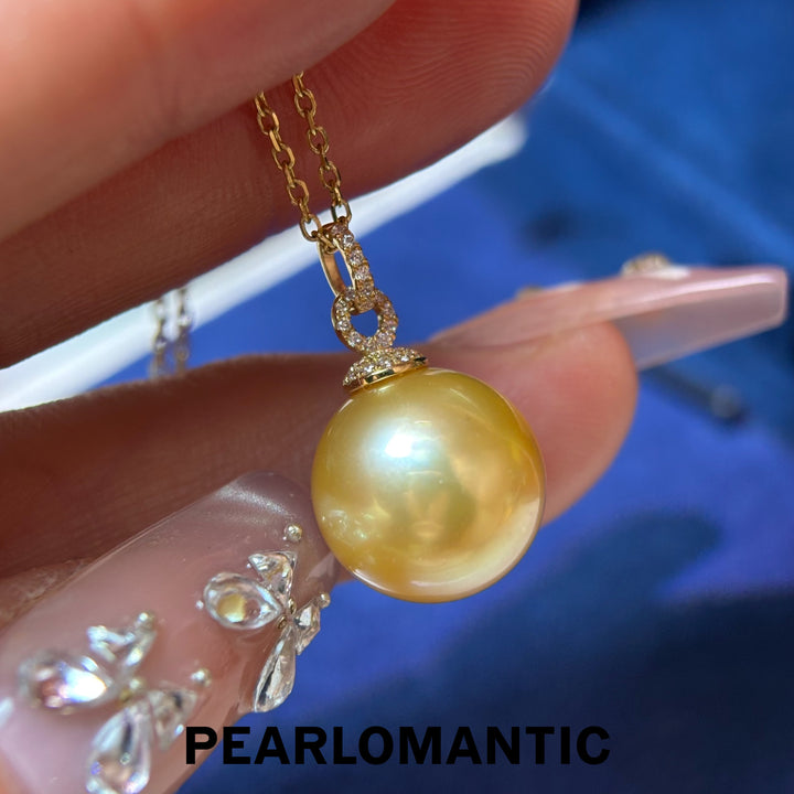 [Fine Jewelry] Golden Radiance 12.9mm 4A+ South Sea Golden Pearl 18K Gold Pendant