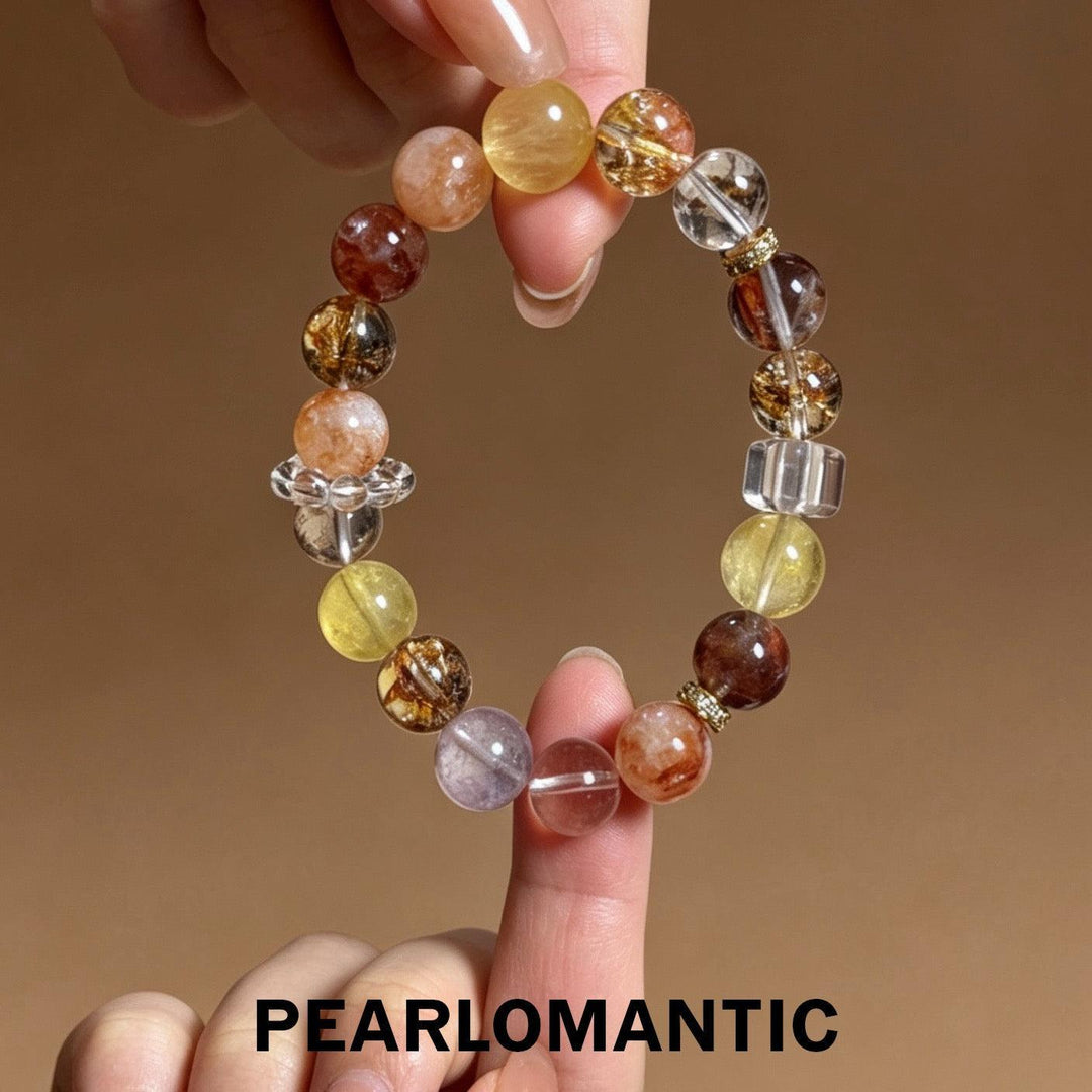 [618 Sale] Natural Crystal Mixed Color Round Bead Bracelet