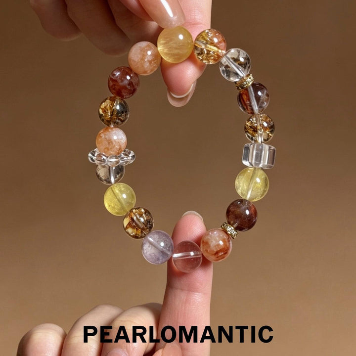 [618 Sale] Natural Crystal Mixed Color Round Bead Bracelet