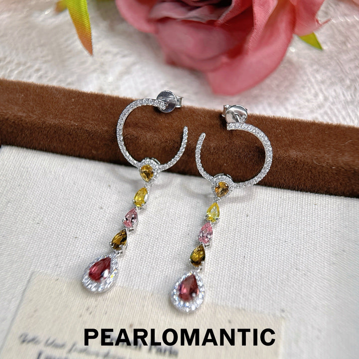 [Designer’s Choice] Candy Bloom Natural Tourmaline Dangle Earrings 2.3ct S925 Gold