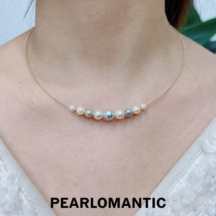 [Fine Jewelry] 18k Gold & Akoya Pearl 4-8mm Multi-Color Gradual Chocker Necklaces