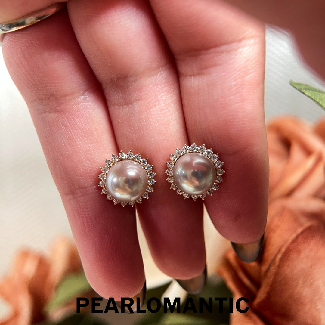 [Fine Jewelry] 8-9mm Akoya Madama Color Pearl Sunflower Earrings
