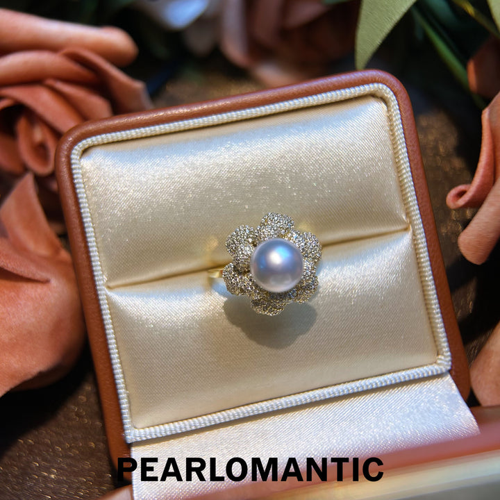 [Designer's Choice] Australian White Pearl Moonlight Bloom Adjustable Silver Ring